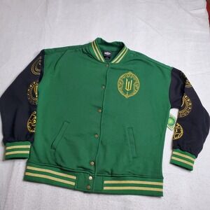 Hot Topic Unisex Wicked Emerald City Varsity Jacket Green Gold M
